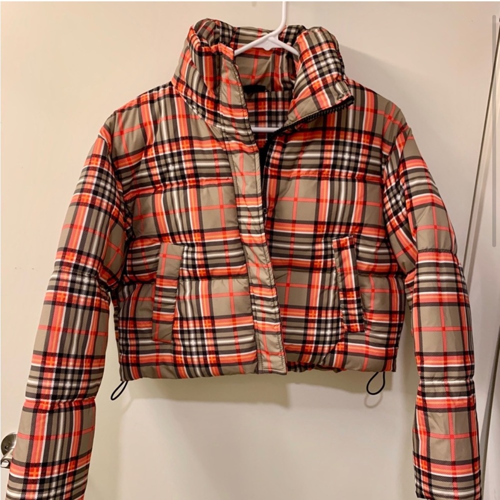 NWOT TOPSHOP PLAID PUFFER - Picture 3 of 5
